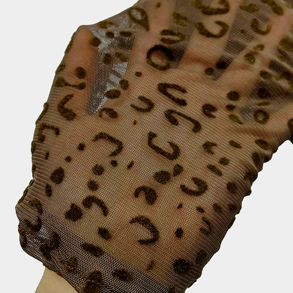 NWT Brown Sheer Elegant Animal Leopard Cheetah Print Elbow Opera Length Gloves - Picture 3 of 3